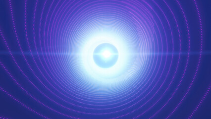 Purple and blue neon tunnel digital vortex with intricate wireframe patterns, symbolizing virtual reality, metaverse, and digital transformation concepts background