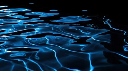 Fototapeta premium Luminous Blue Water Reflecting Light Across Dark Rippled Surface