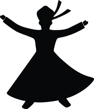 black silhouette whirling dervish clip art preview