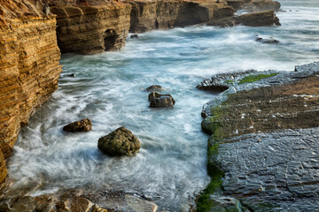 USA, California, San Diego. Tidal flow at Cabrillo National Monument tide pools