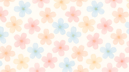 春色の水彩フラワー柄