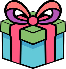 manually hand-traced vector of a gift box with clean outlines, perfect for celebrations, icons, or decoration.