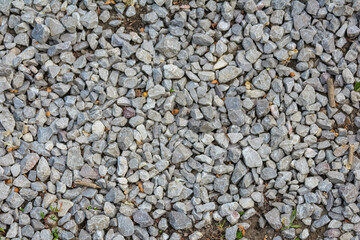 Natural Small Pebble Gravel Texture Creating Abstract Pattern of Mixed Gray Stones