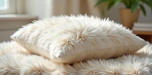 Luxurious feather cushion, plump and fluffy, perfect for comfort and relaxation  Soft texture, inviting and cozy, ideal for home decor ,  sleep,  warm,  soft