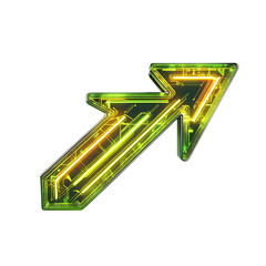 Abstract Arrow with Innovative Structure in Neon Light Isolated on Transparent Background