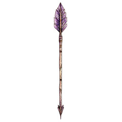 Artistic Arrow with Hand Drawn Details in Lavender Isolated on Transparent Background