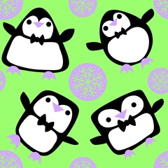 Christmas animals seamless penguin pattern for wrapping paper and fabrics