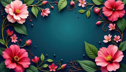 Intricate blooms, swirling vines, rich color palette, art, print