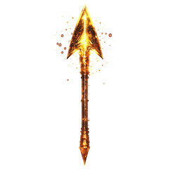 A Glowing Mercury Arrow with Liquid Metal Droplets Isolated on Transparent Background