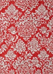 Red flocked damask wallpaper, white background  Retro vintage aesthetic , white, classic, damask