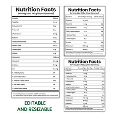 Fototapeta premium Nutrition Facts Label for Raw Bananas