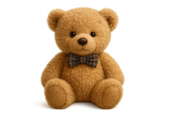 Obraz premium Adorable teddy bear sitting with bow tie on transparent background