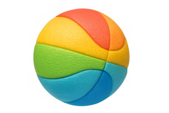 Rainbow basketball ball rotating on transparent background - Powered by Adobe