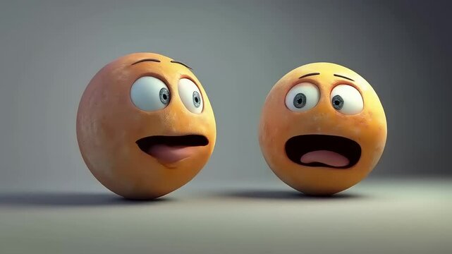 Expressive Emoji Duo: Shocked Faces with Wide Eyes and Open Mouths Rendering