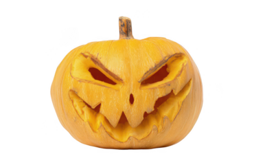 Halloween pumpkin with a carved face, isolated on a white background, png, transparent