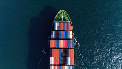 Aerial Drone View of Cargo Container Ship &ndash; Global Logistics & Shipping