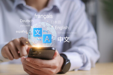 Language translate technology concept. Global language translate and multilingual communication....