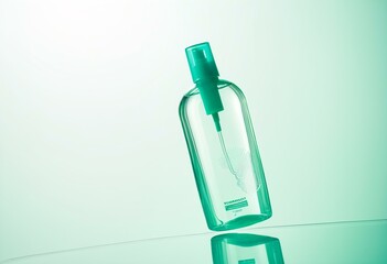 A green bottle with a green cap on a white background.