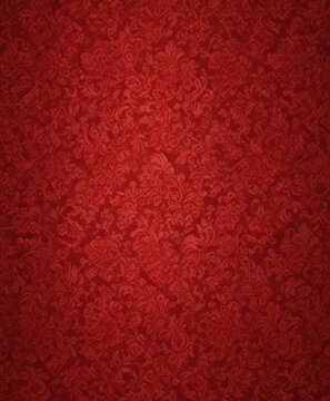 Intricate red damask, floral wallpaper  Luxurious texture, rich design , acanthus, design, elegant