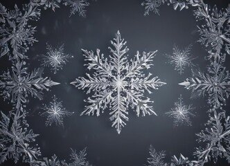 Intricate snowflake border, vector design for Christmas card ,  crystal,  template, snowflake
