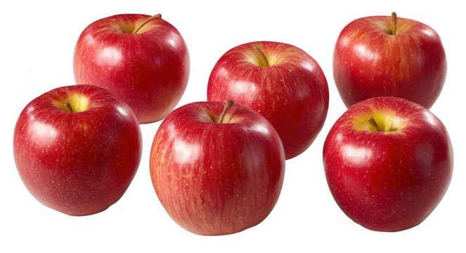 Set of red apples isolated on a white background, png, transparent