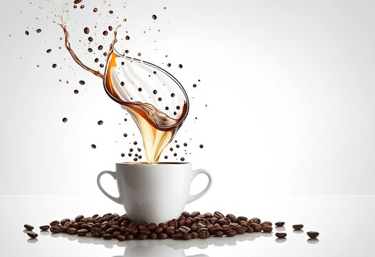 A cup of coffee being poured into a white cup.