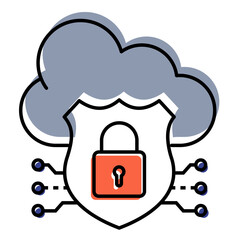 Cloud-Based Secure Storage Vector Icon For Data Privacy And Protection