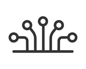 Abstract tech icon, depicting neural networks, circuit boards or connection nodes. Simple, modern style. Use for technology, science, data, or networking concepts.