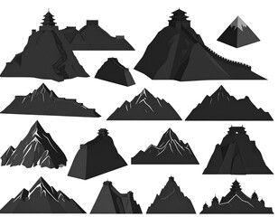 Diverse mountain silhouettes