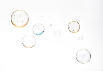 A bunch of soap bubbles floating in the air.