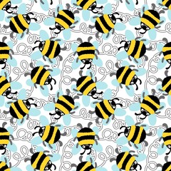 Kids seamless bee pattern for fabrics and packaging and gifts and cards and linens and wrapping paper