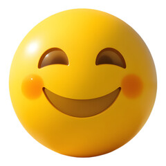 Fototapeta premium Photo of Happy yellow emoji face isolated on transparent background