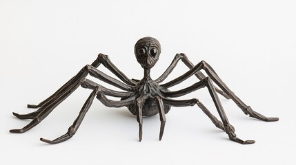African mythology Anansi spider god sitting cross legged against a clean white backdrop