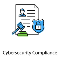 Cyber Compliance Icon Showing Data Regulation, Privacy Control And Secure Policies