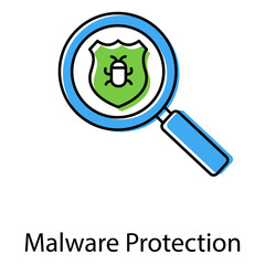 Cybersecurity Concept Malware Virus Protection Vector Icon with Shield and Firewall
