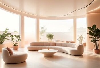 Fototapeta premium A large white room with lots of plants in it.