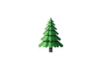 Fototapeta premium A vibrant green coniferous tree with a detailed layered foliage design against a stark black b