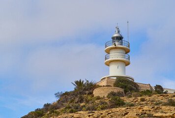Cabo de la Huerta lighthouse, Alicante, Valencian Community, Spain.