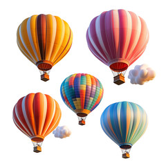 Obraz premium Colorful hot air balloons adventure travel sky exploration fun aerial isolated on transparent background