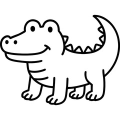 Fototapeta premium Cartoon-style crocodile line art
