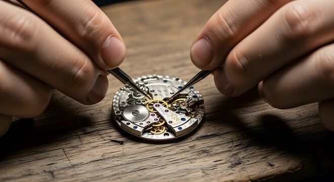 Intricate Time: Watchmaker's Precision Craftsmanship, Mastering Micro-Mechanics, a Testament to Human Ingenuity and Expertise in Precision Engineering