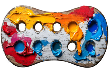 Artistic Paint Palette with Vibrant Colors Oil Paint Texture Closeup Studio Shot