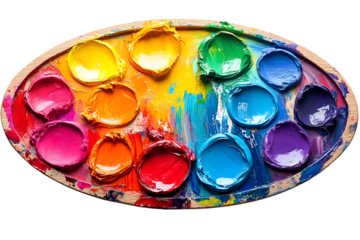 Artists Palette with Vibrant Oil Paint Colors Studio Supplies Creative Art Background