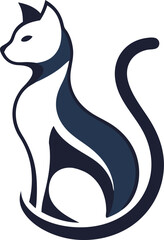 Minimalist cat logo sleek and modern design on white background