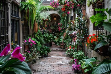terrace garden with various plants