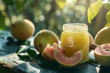Trendy guava jam bocadillo, bread with confection made from guava pulp