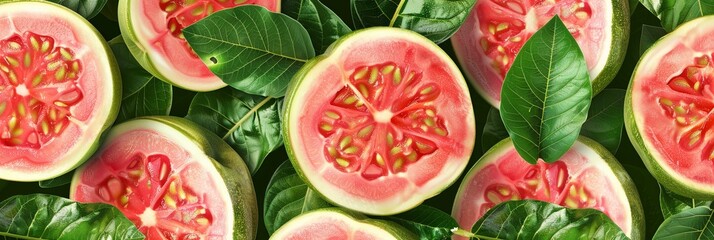Trendy pink and green guava-inspired pattern