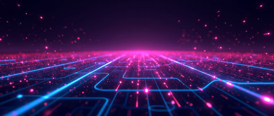 Retro-Futuristic — AI Abstract Background with Neon Neural Grids