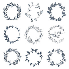 Fototapeta premium Floral wreath collection isolated on transparent background