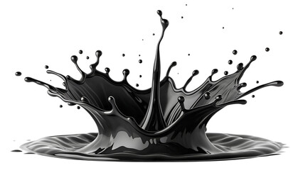 Fototapeta premium Dynamic black liquid splash capturing the chaos of motion in a light-filled environment, revealing intricate details and organic shapes Generative AI png, transparent, splash, black, liquid, 